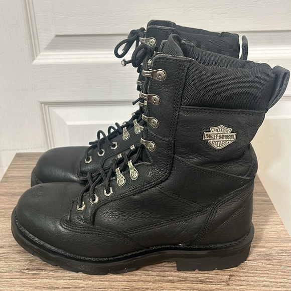 HARLEY DAVIDSON MENS MOTORCYCLE BOOTS IN BLACK SIZE 8.5 - Picture 2 of 8